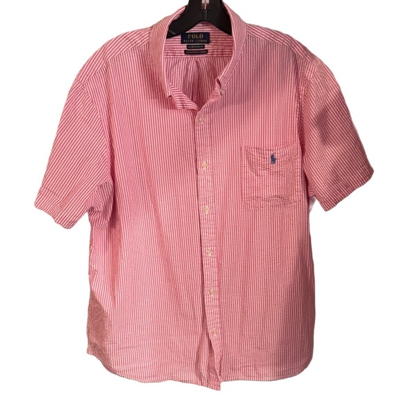 Polo Ralph Lauren Shirt Men's Sz XXL Striped Seersucker UNTUCKED FIT Button Down - Picture 1 of 12